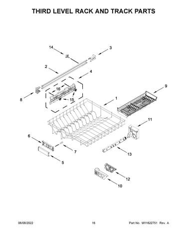 Third level rack and track parts