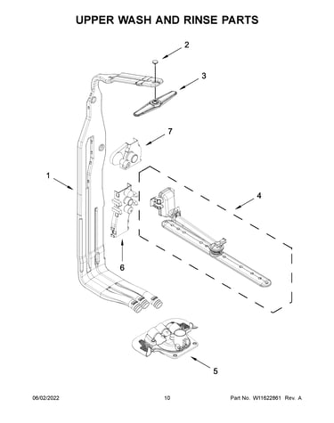 Upper wash and rinse parts