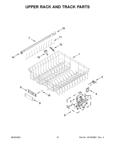 Upper rack and track parts