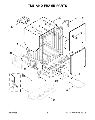 Tub and frame parts