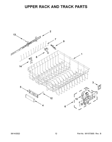 Upper rack and track parts