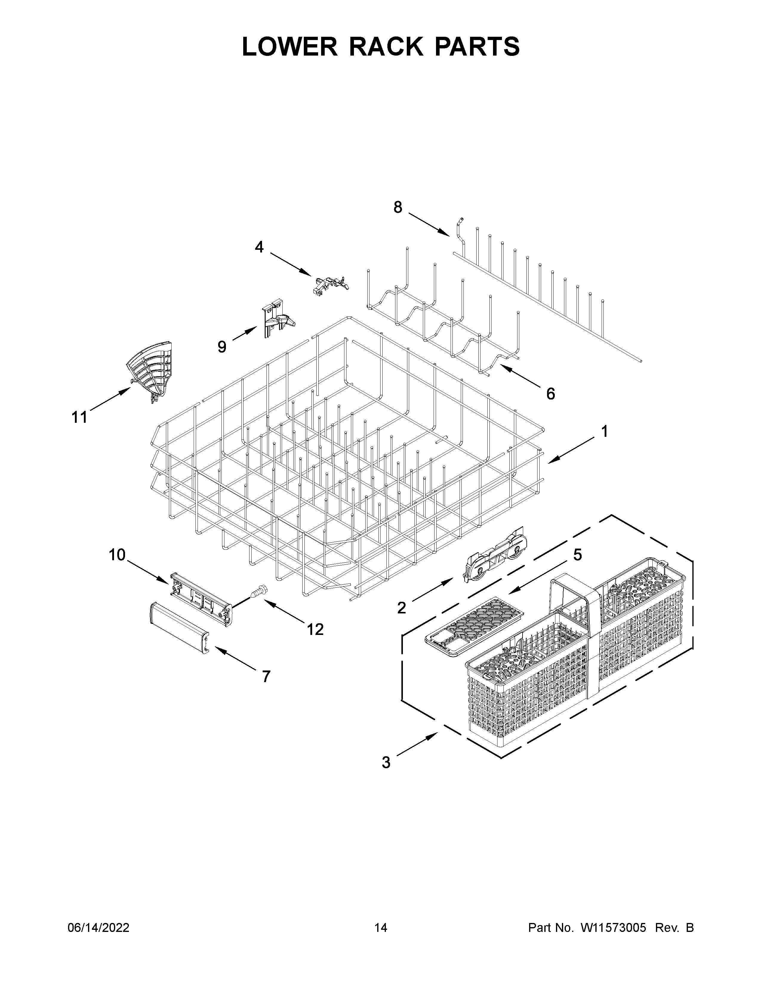 Lower rack parts