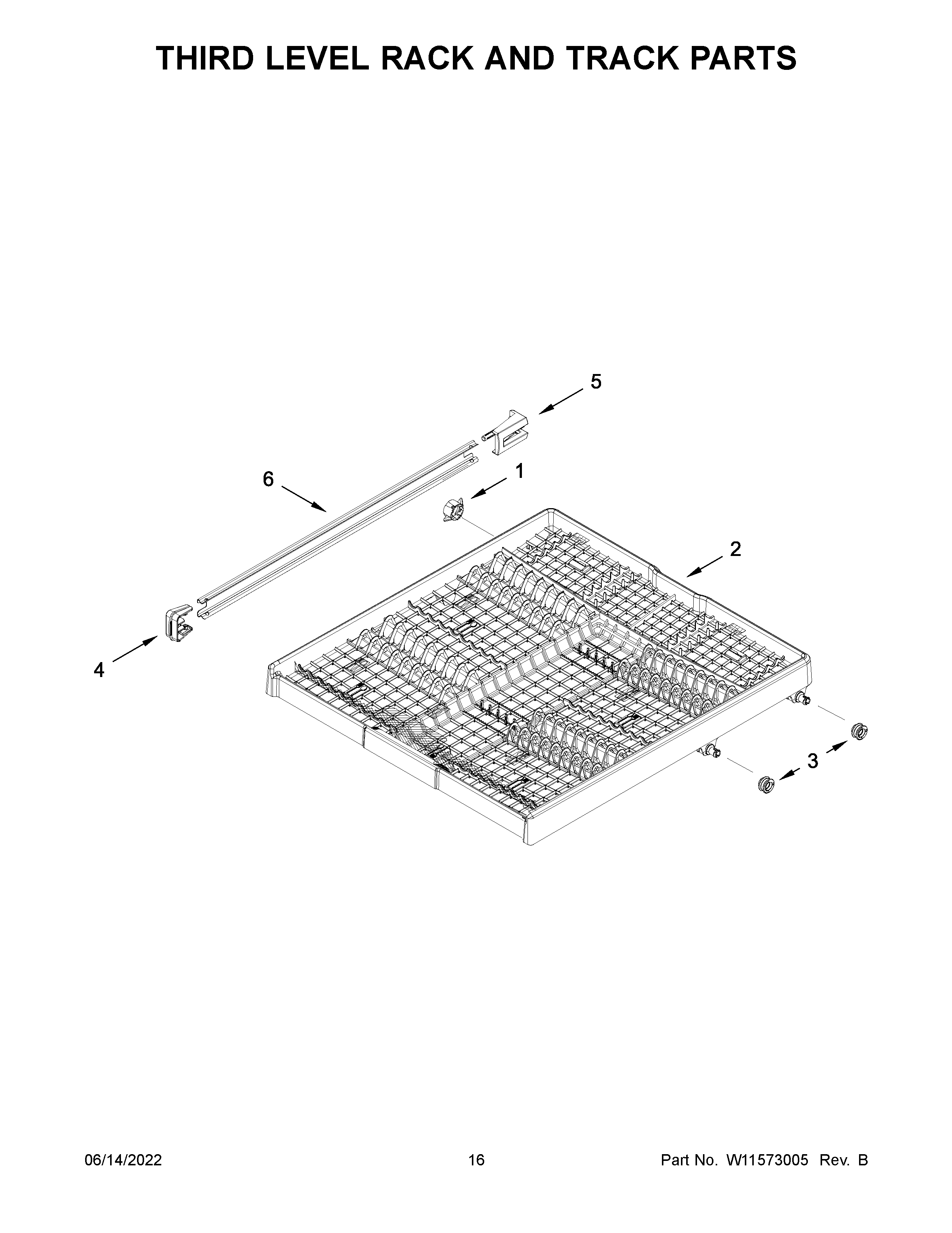 Third level rack and track parts