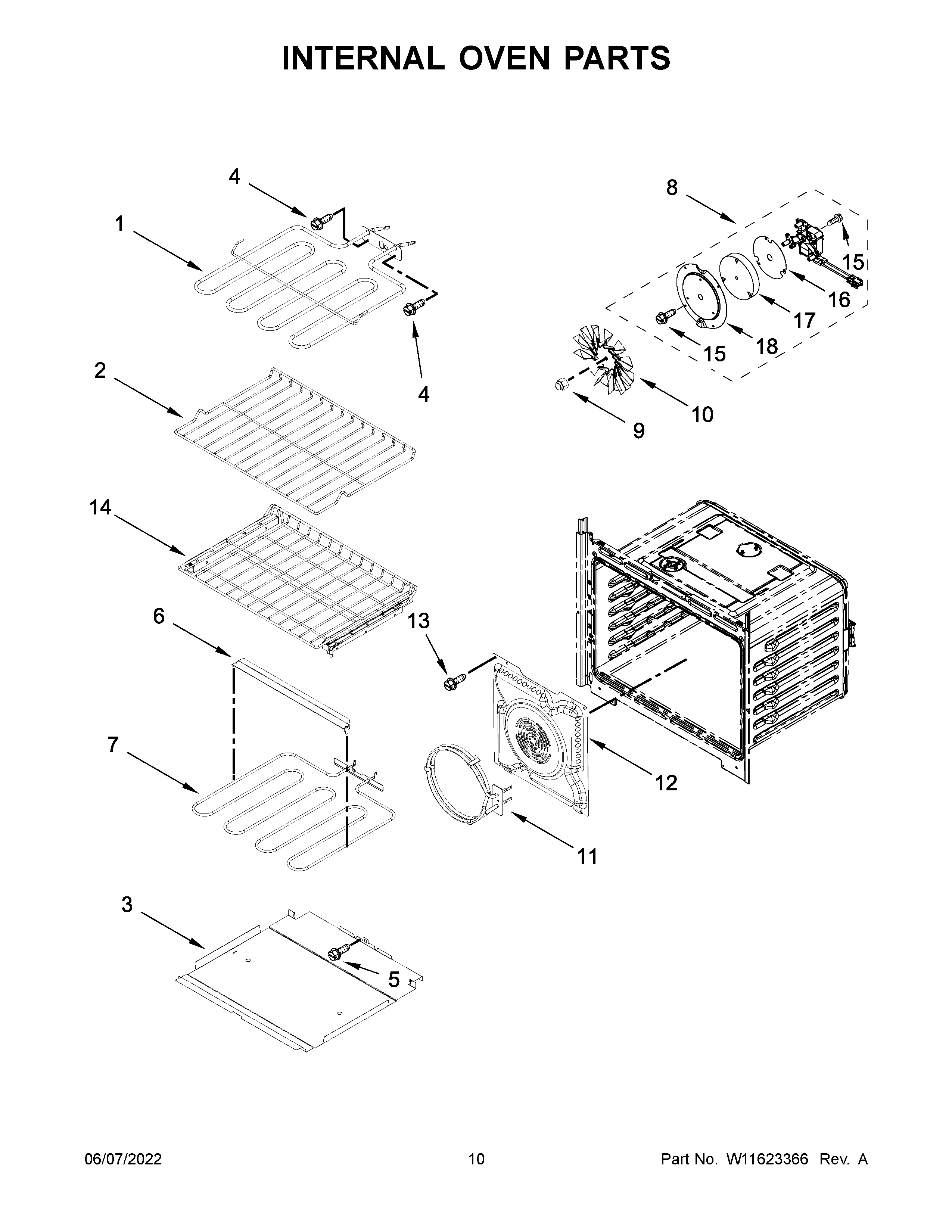 Internal oven parts