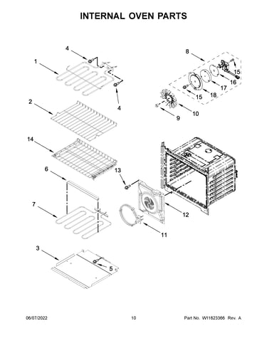 Internal oven parts