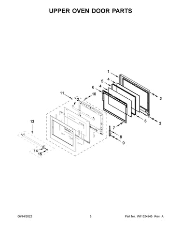 Upper oven door parts