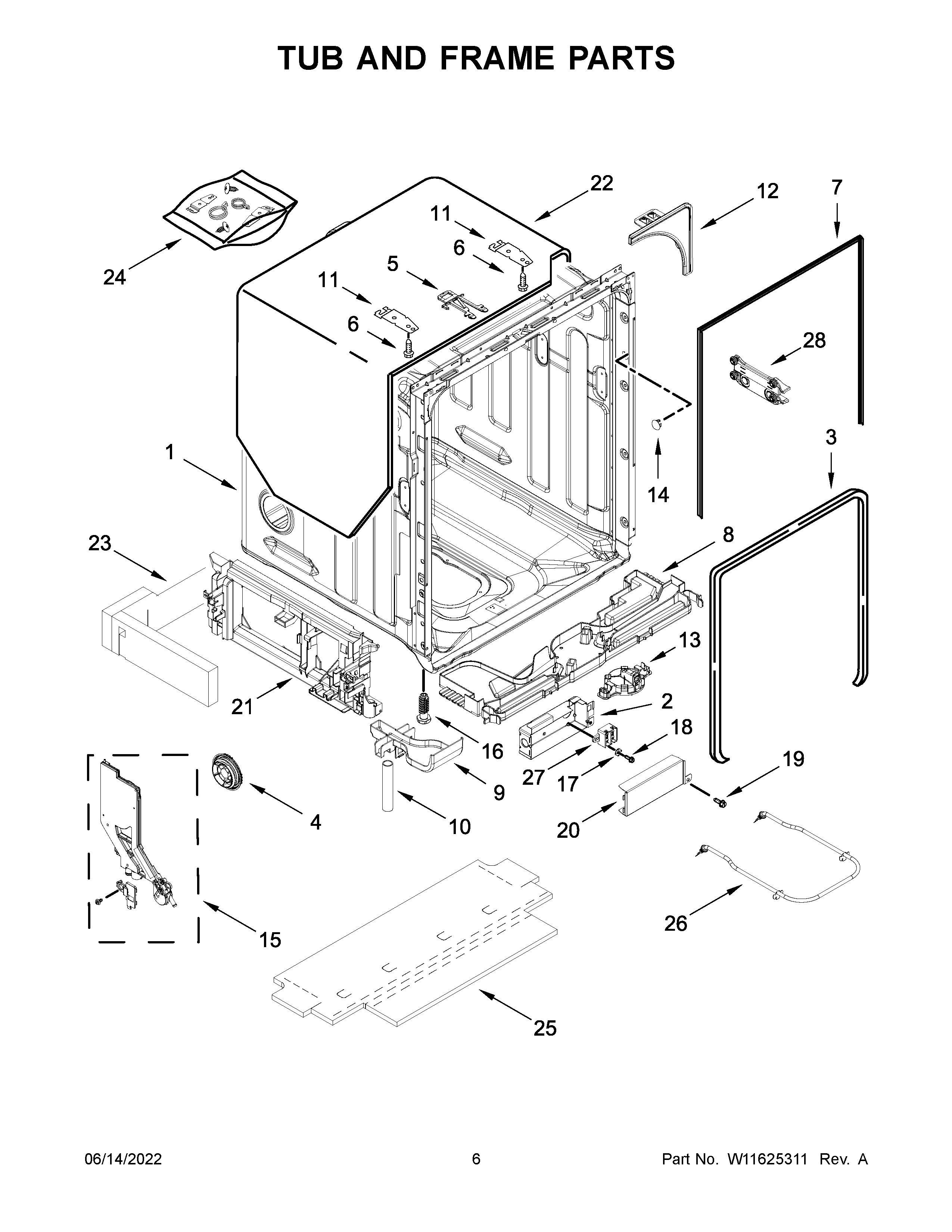 Tub and frame parts