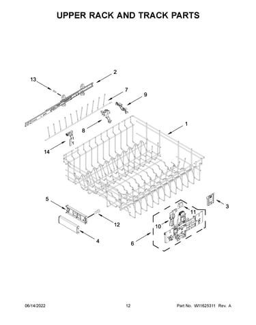 Upper rack and track parts