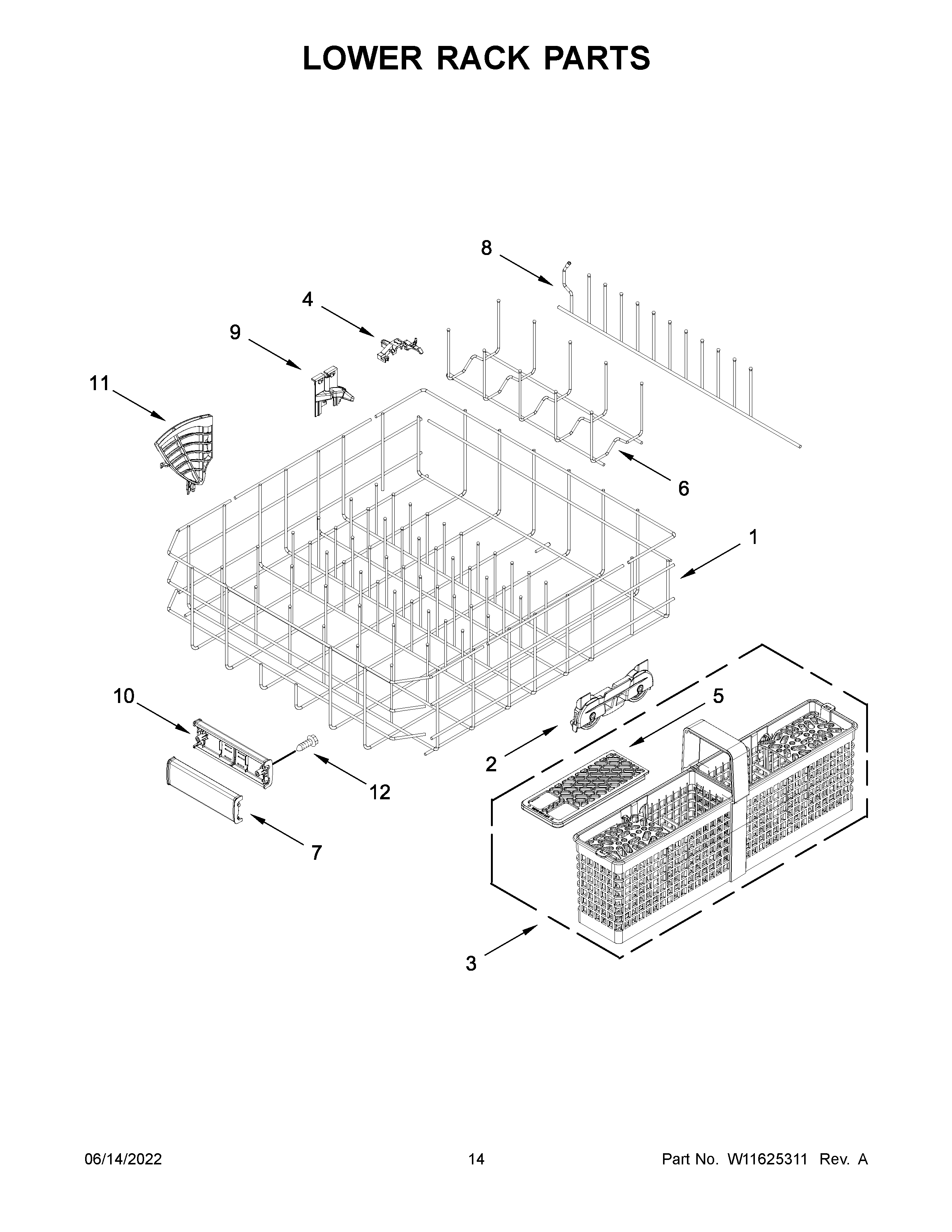 Lower rack parts