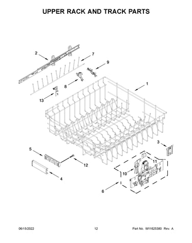 Upper rack and track parts