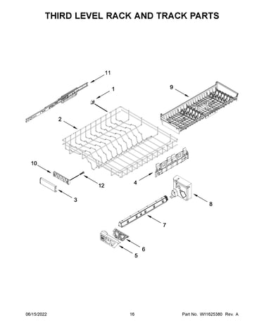 Third level rack and track parts