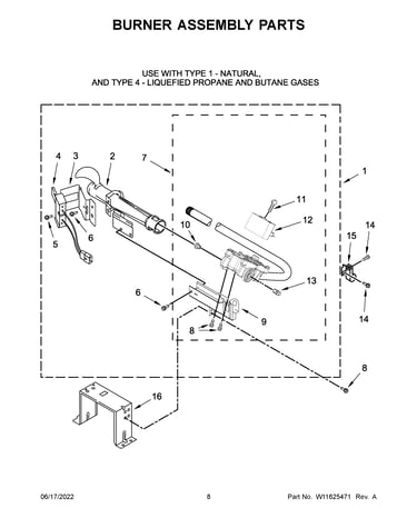 Burner assembly parts