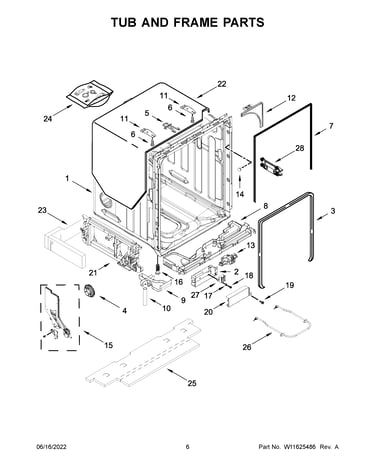 Tub and frame parts