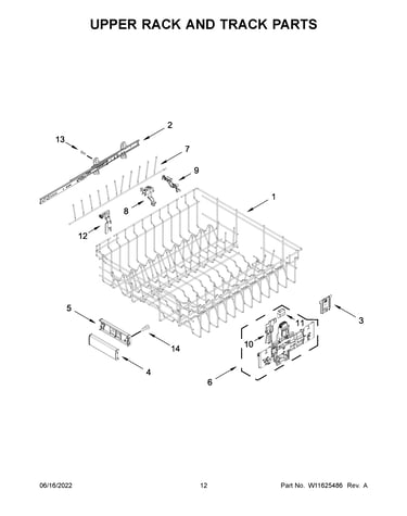 Upper rack and track parts