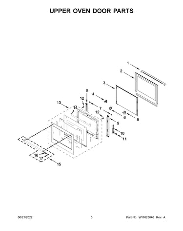 Upper oven door parts