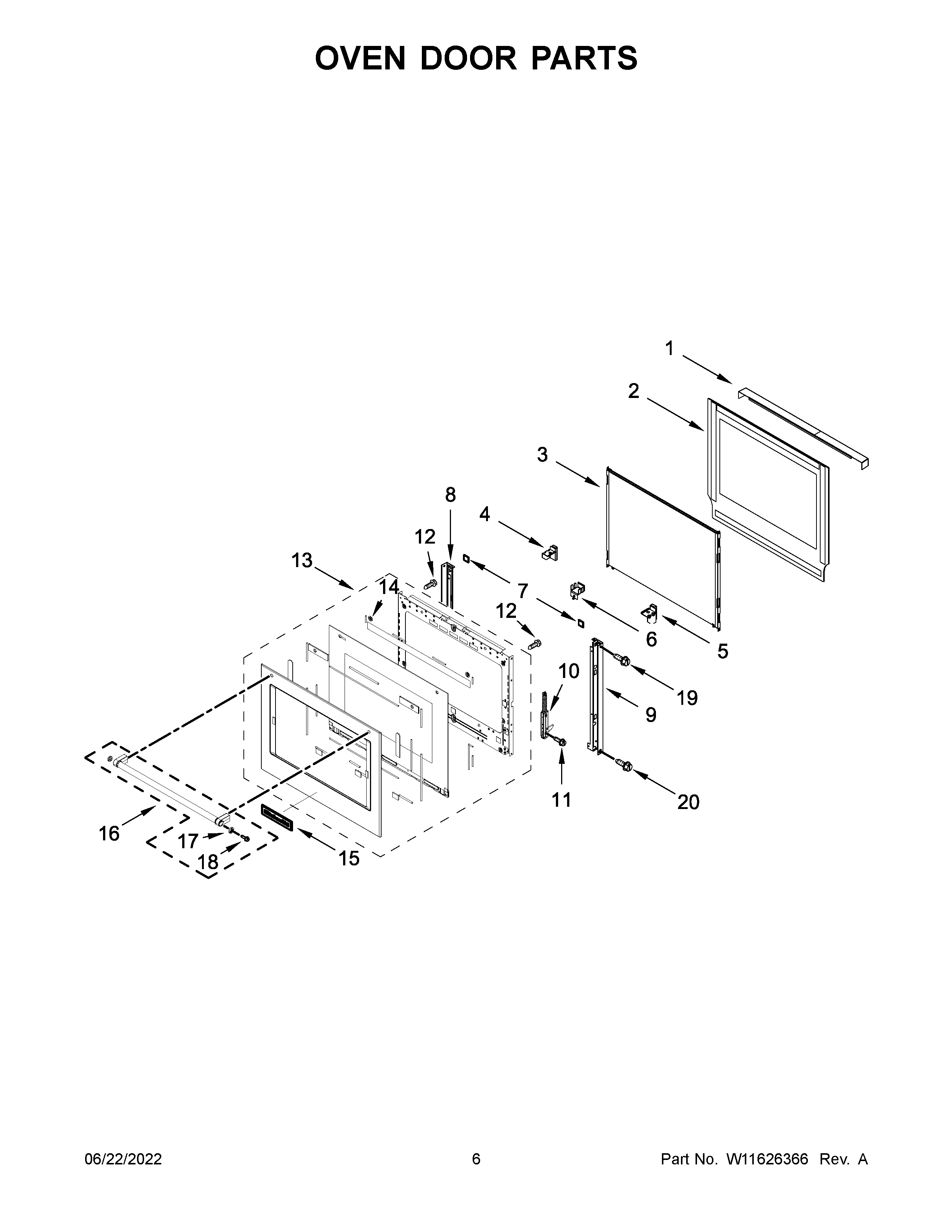 Oven door parts