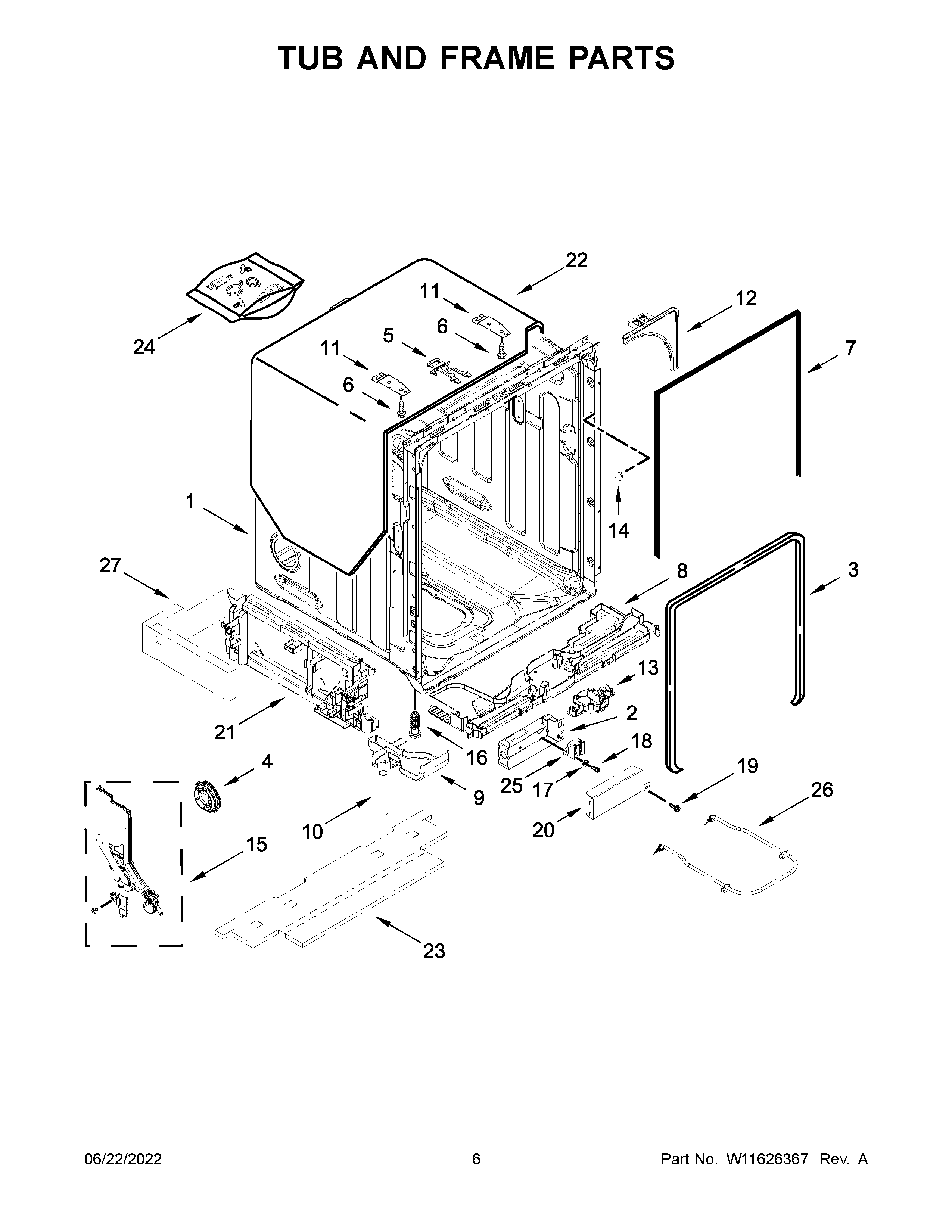 Tub and frame parts