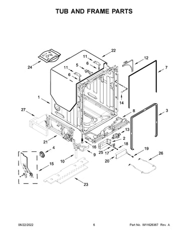 Tub and frame parts