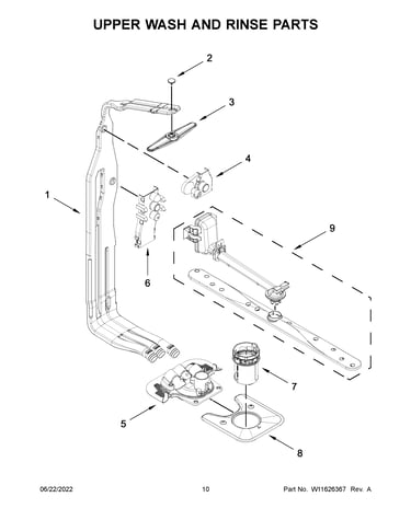 Upper wash and rinse parts