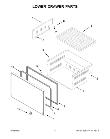 Lower drawer parts