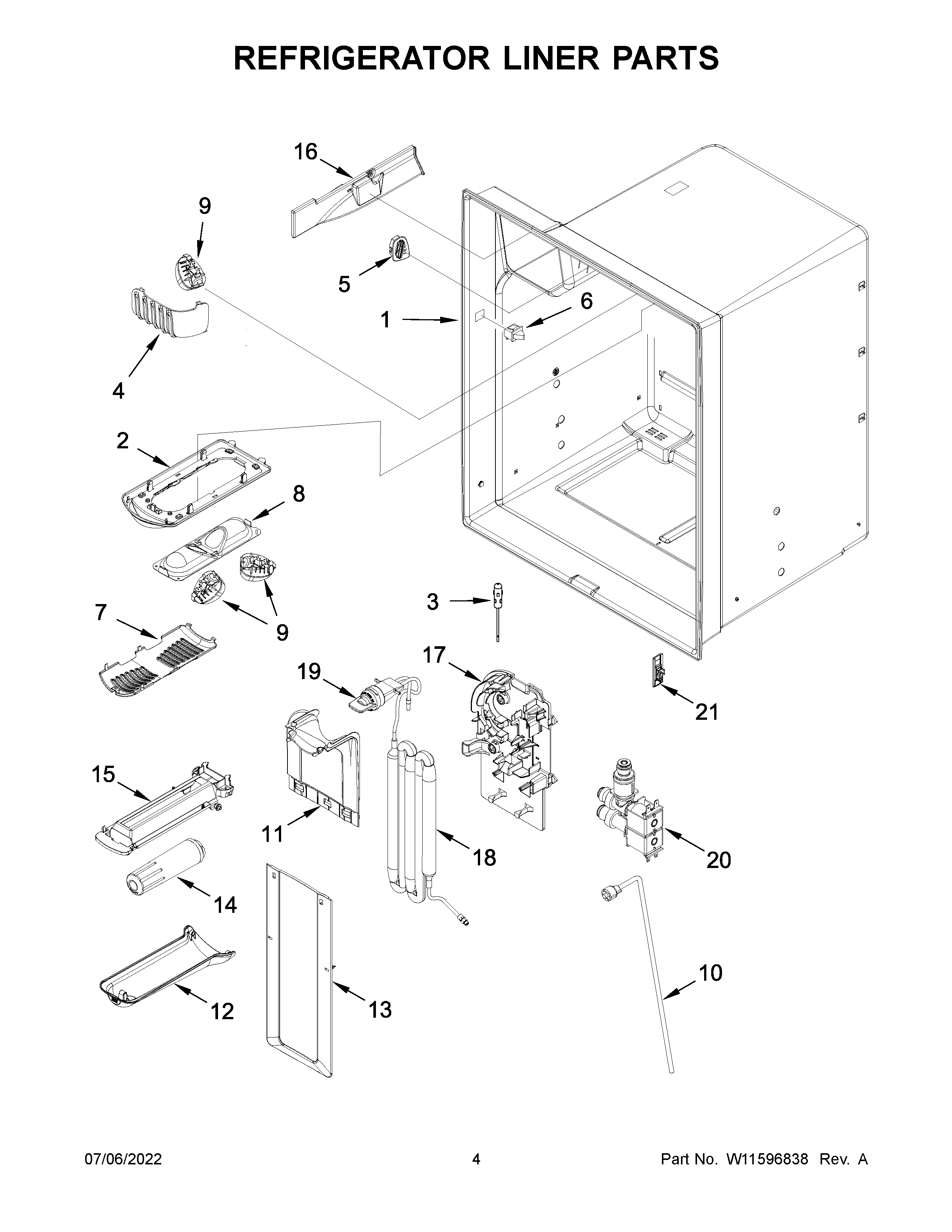 Refrigerator liner parts