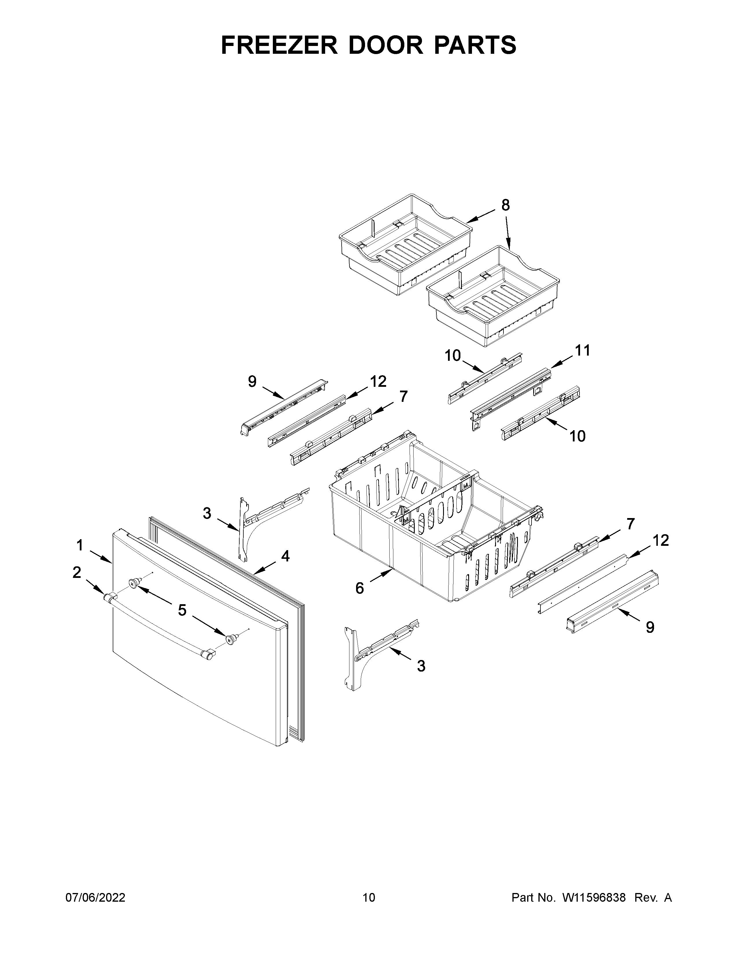 Freezer door parts