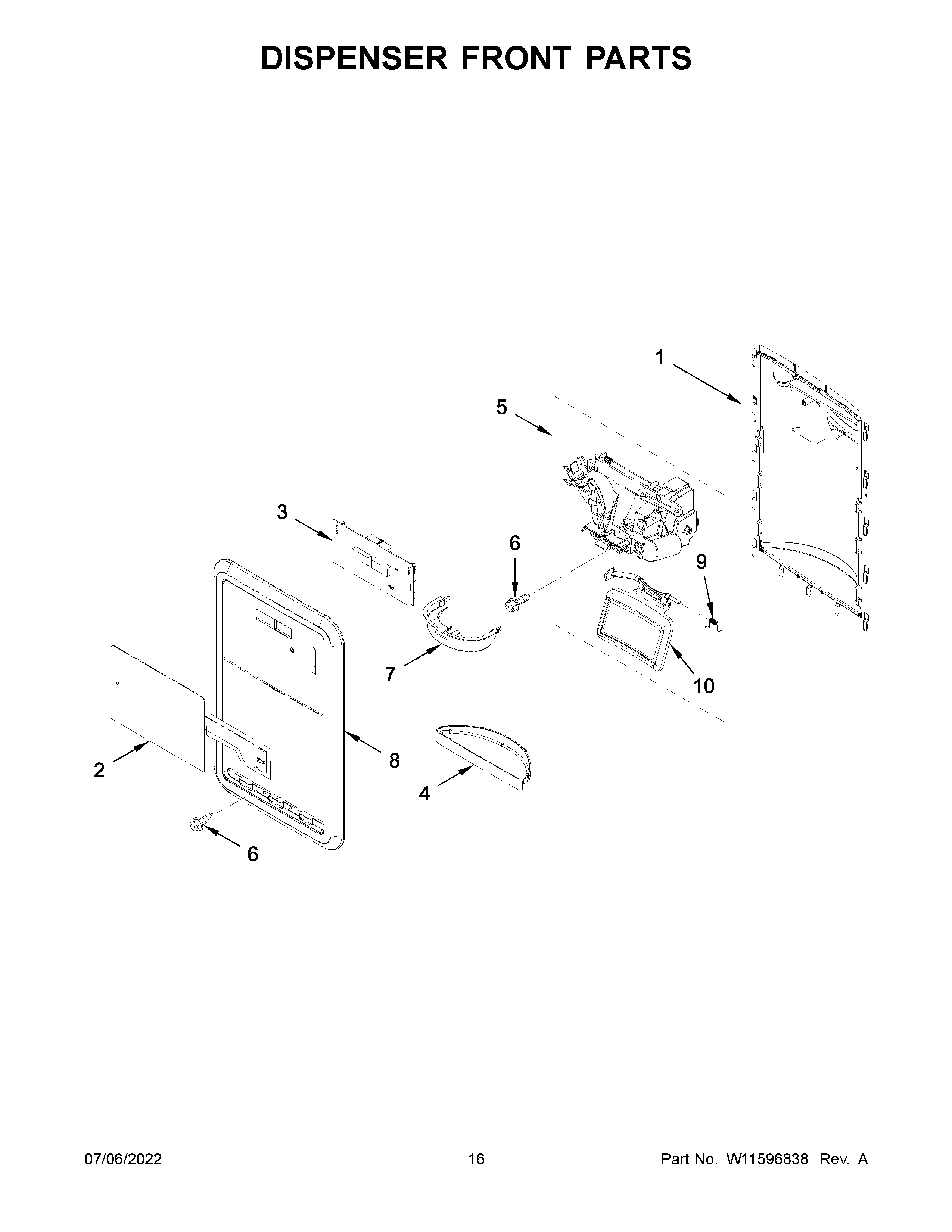 Dispenser front parts