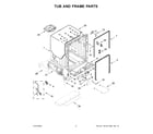 KitchenAid KDTE204KBL1 tub and frame parts diagram