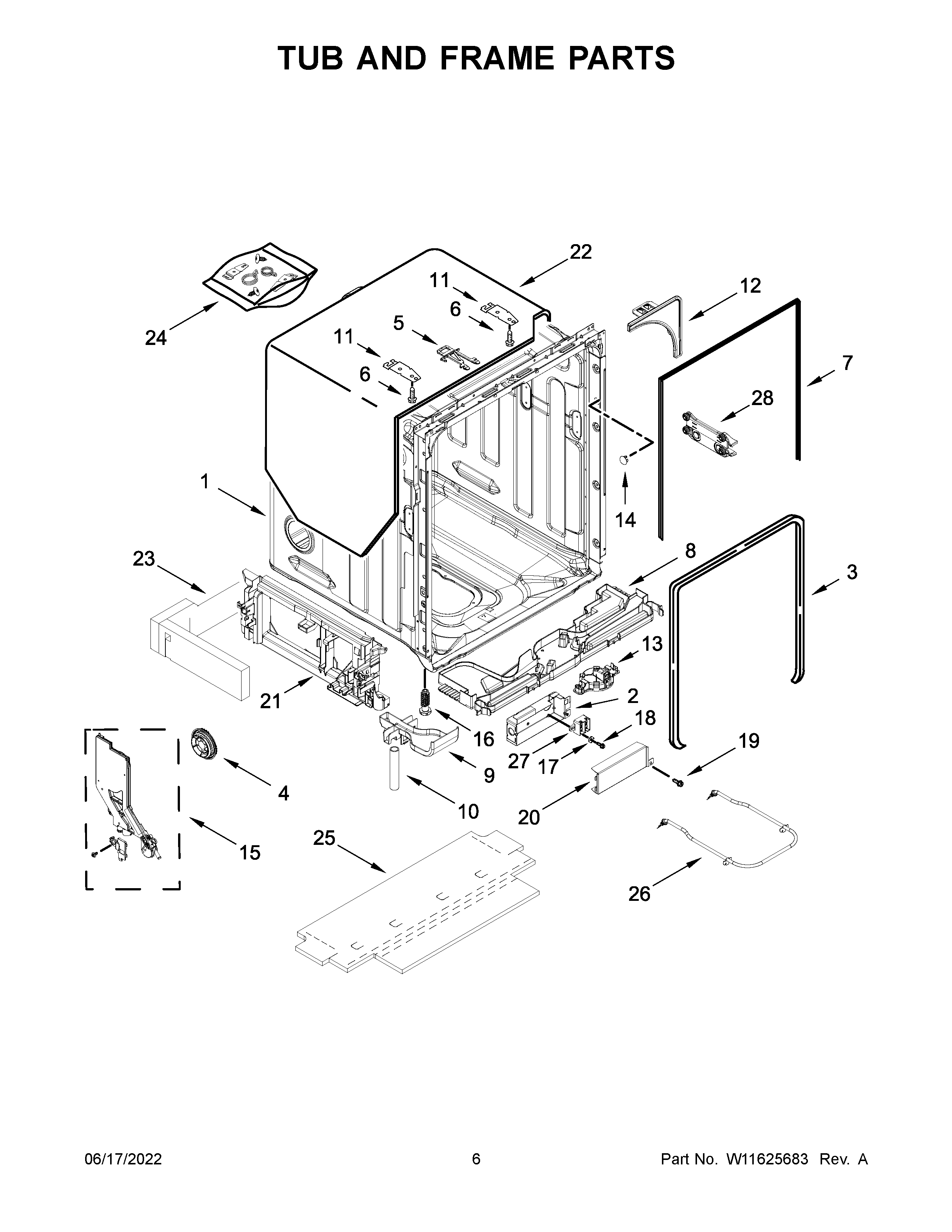 TUB AND FRAME PARTS