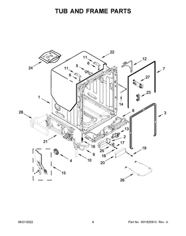 Tub and frame parts