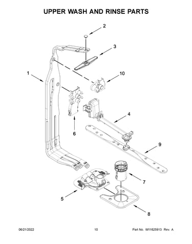 Upper wash and rinse parts