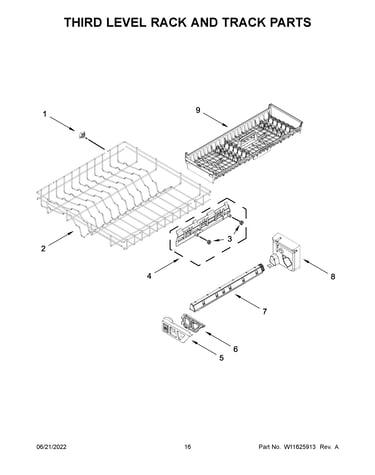Third level rack and track parts