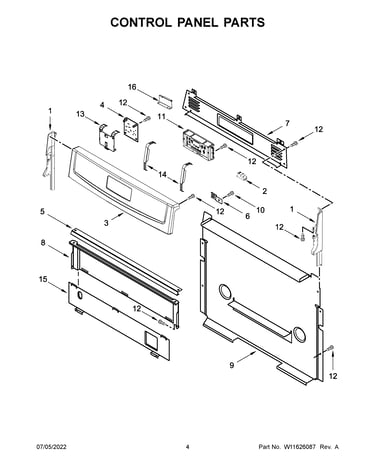 Control panel parts