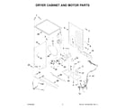 Whirlpool WET4027HW2 dryer cabinet and motor parts diagram