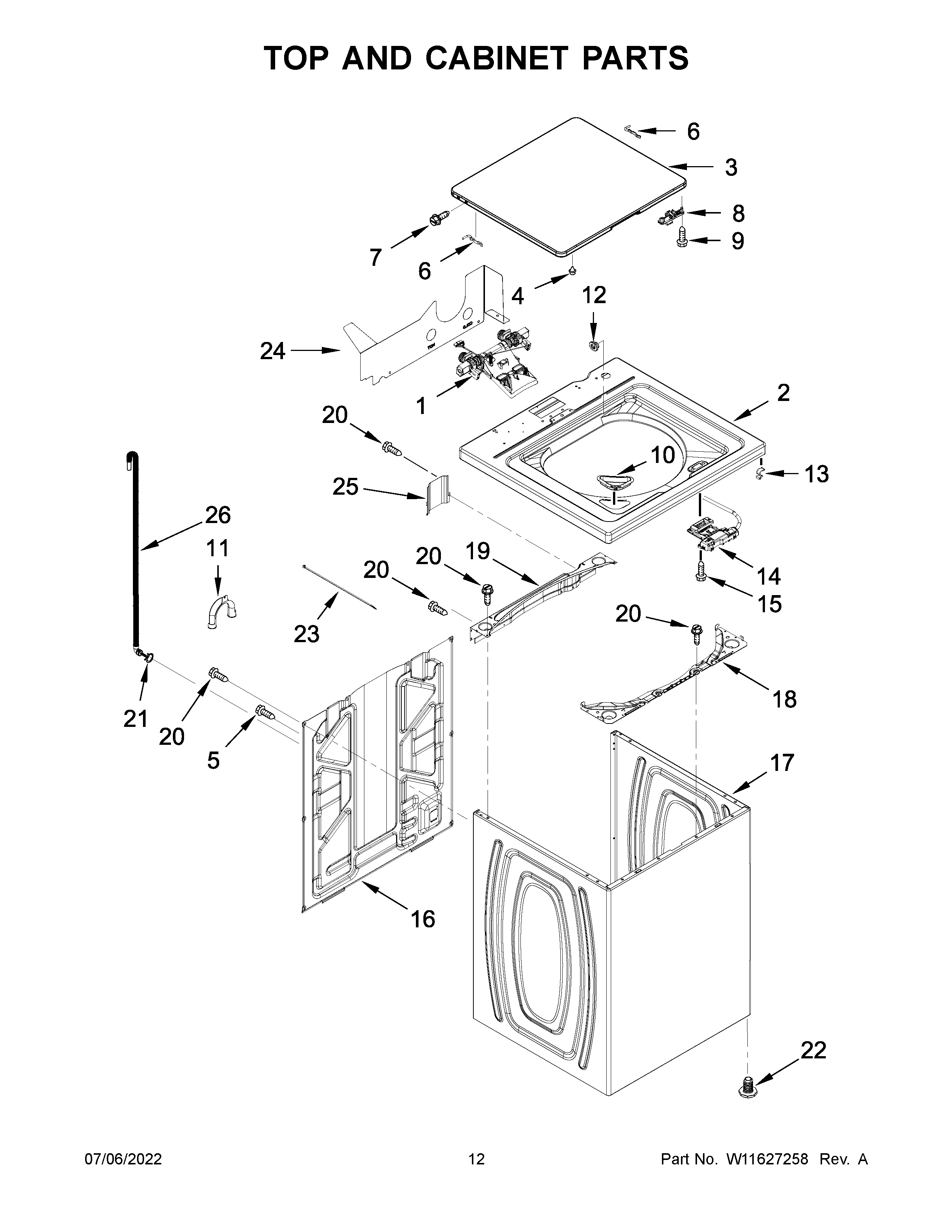 Top and cabinet parts