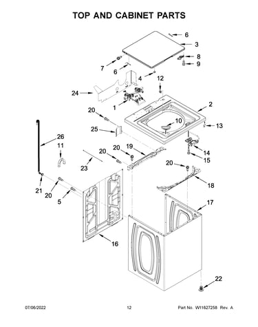 Top and cabinet parts