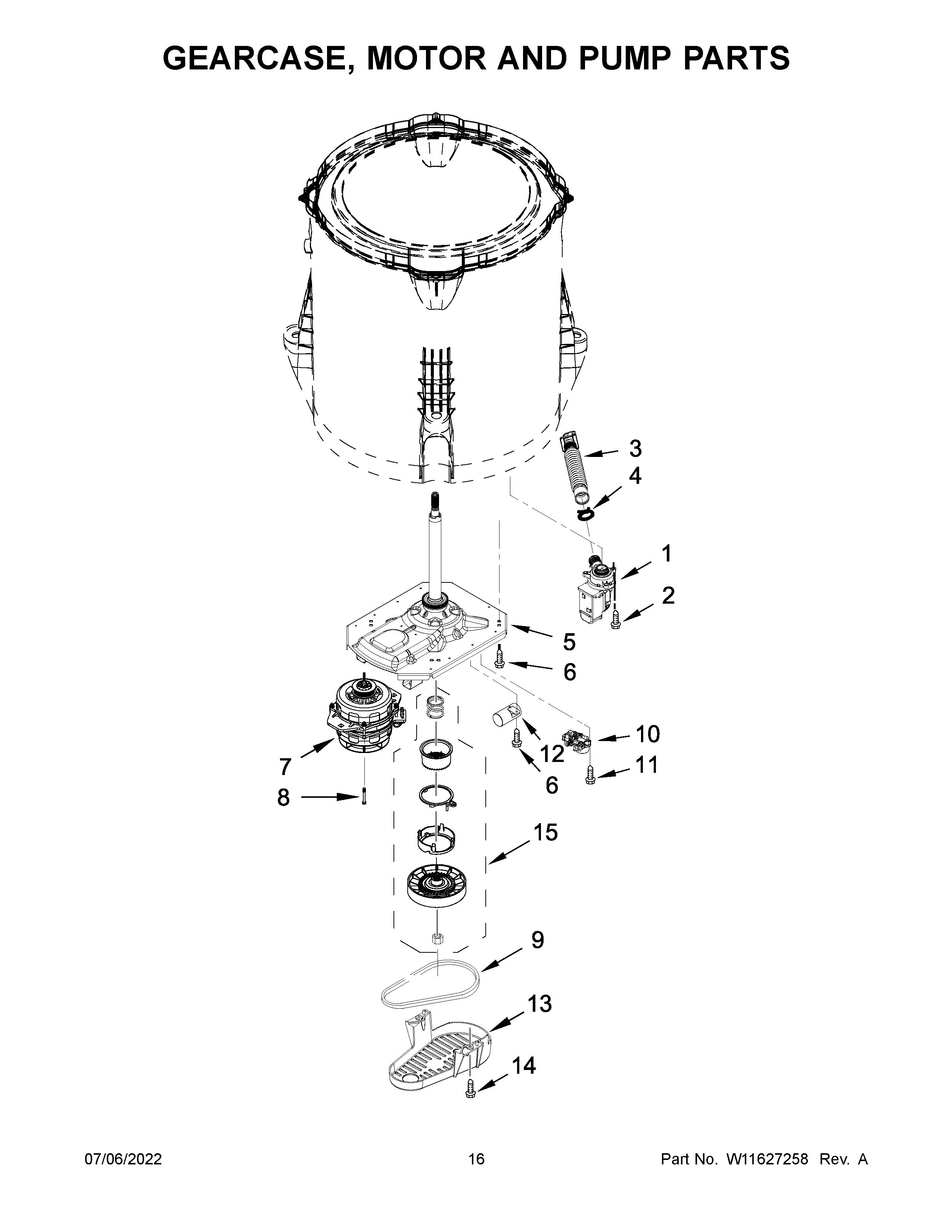 Gearcase, motor and pump parts