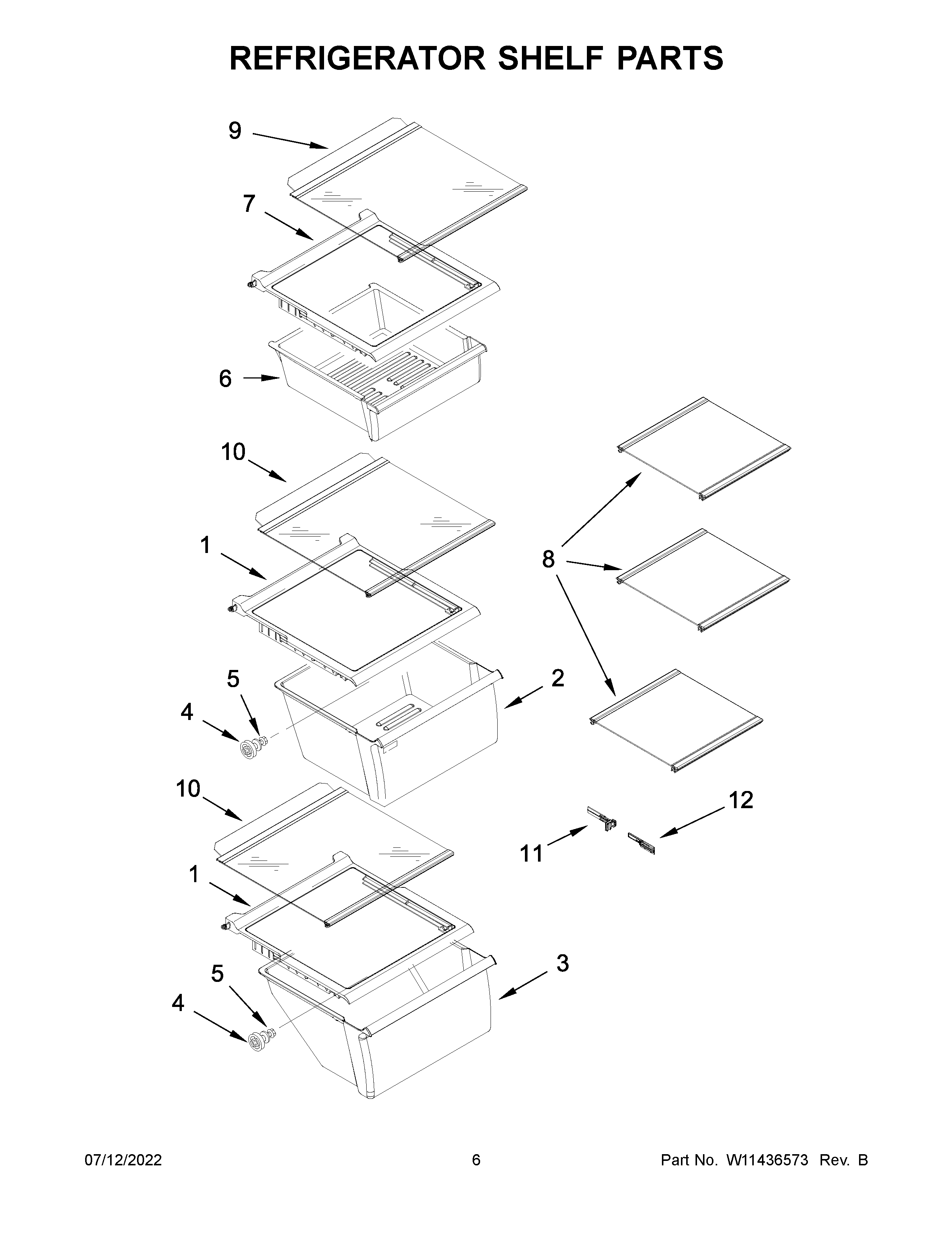 Refrigerator shelf parts
