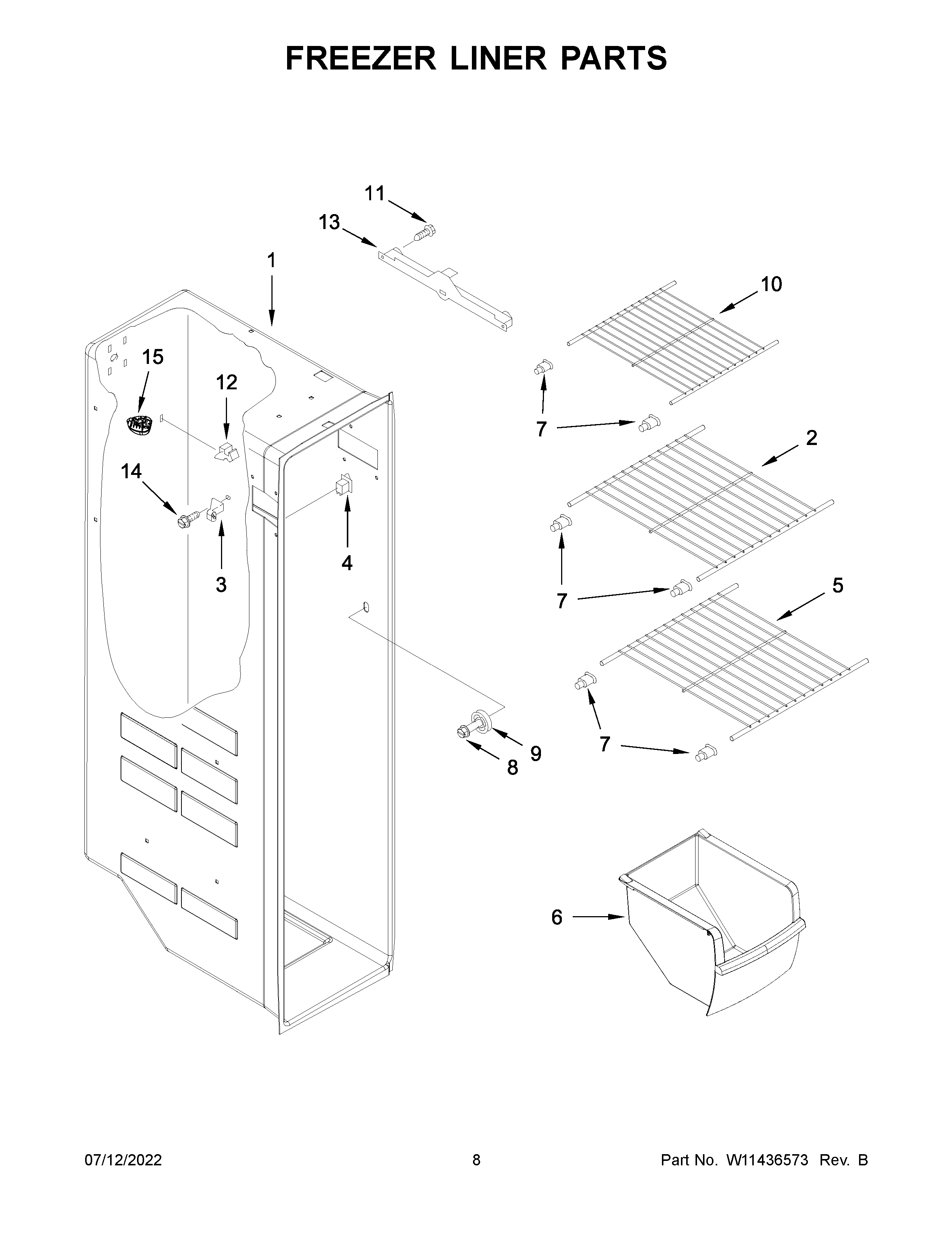 Freezer liner parts