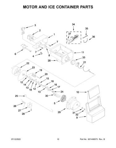 Motor and ice container parts
