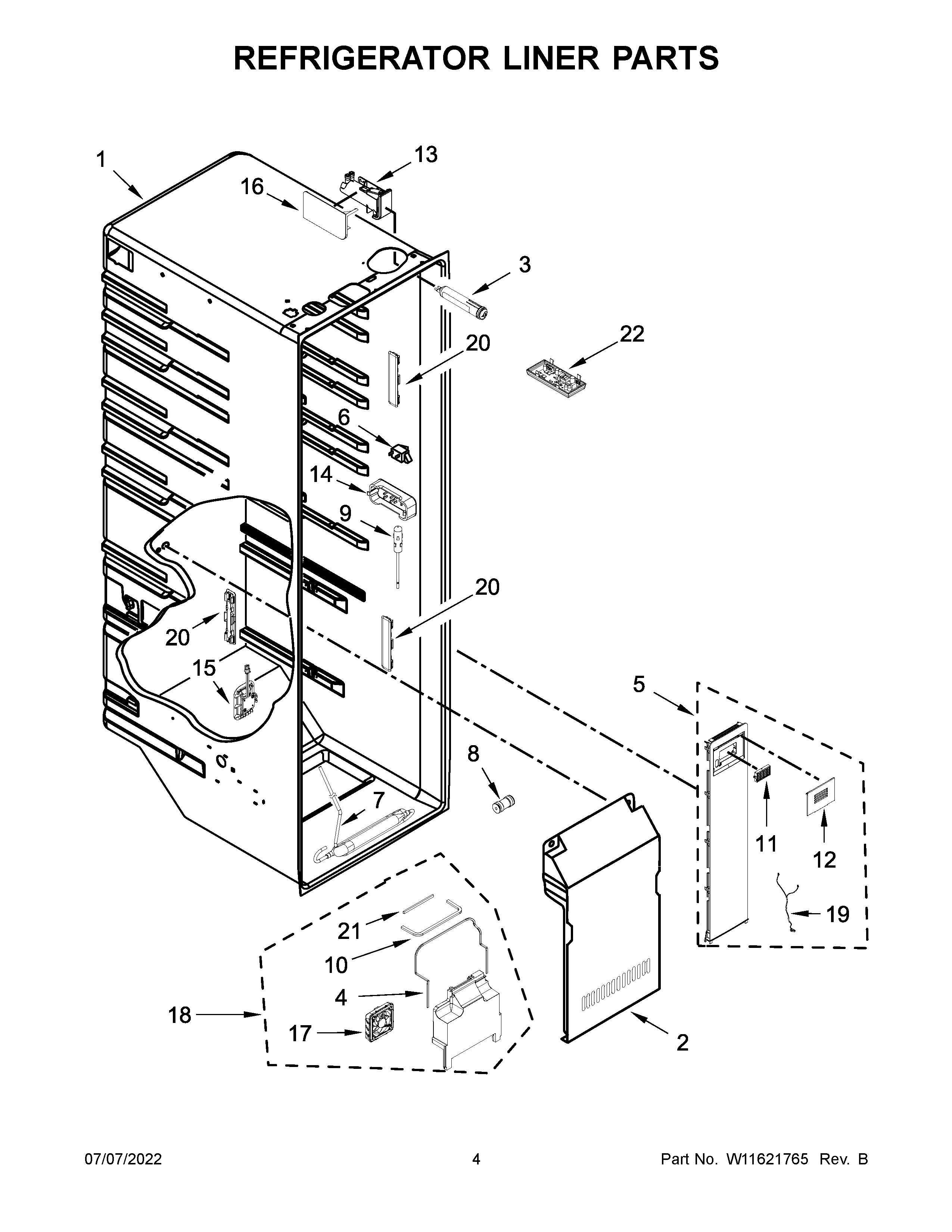Refrigerator liner parts