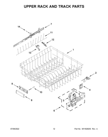 Upper rack and track parts