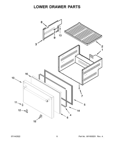 Lower drawer parts