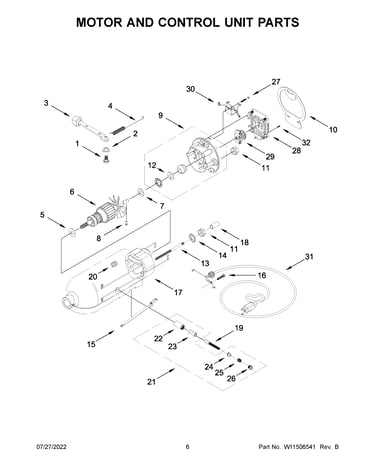 Motor and control unit parts