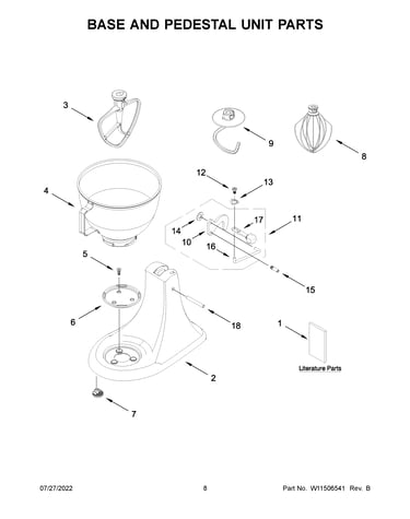 Base and pedestal unit parts