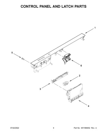 Control panel and latch parts