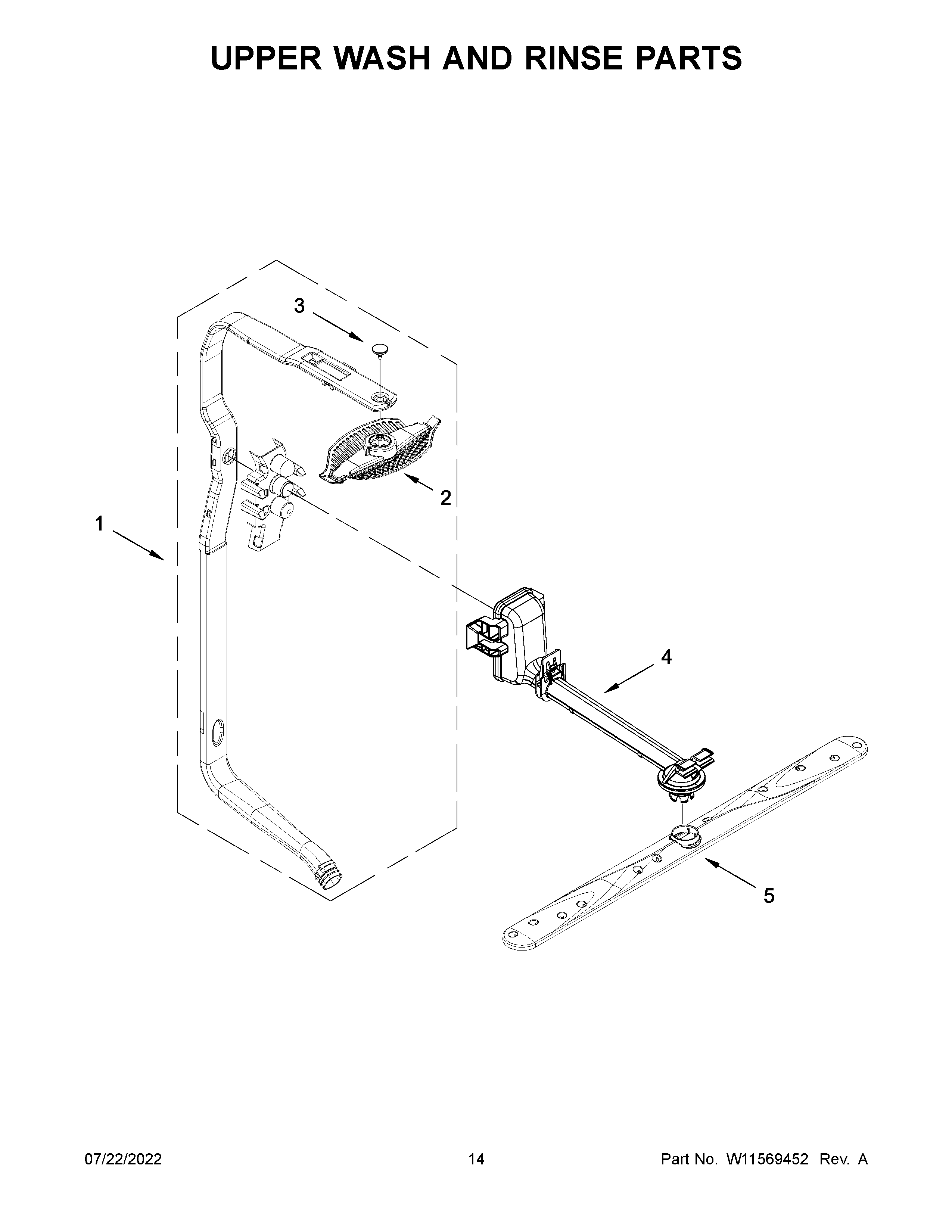 Upper wash and rinse parts