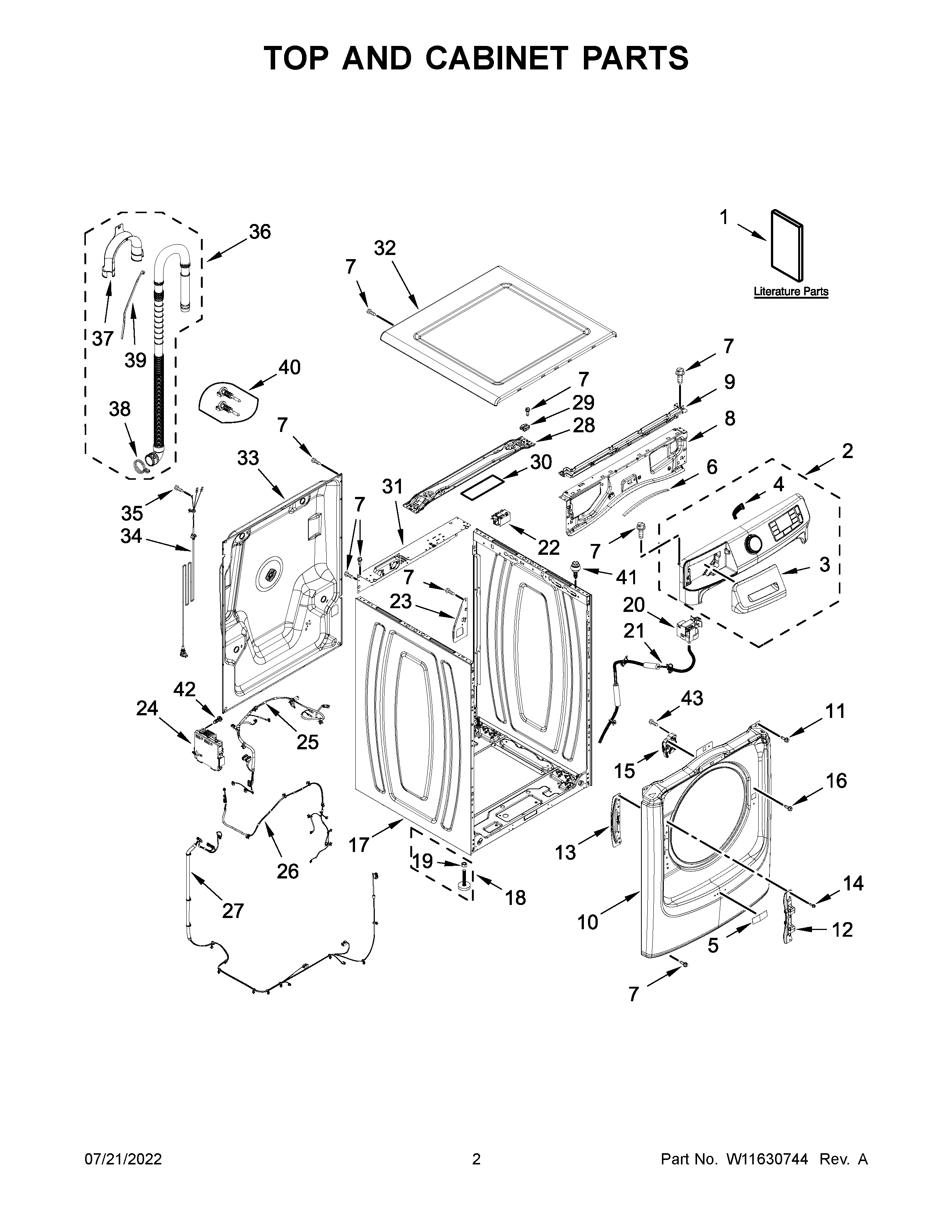 Top and cabinet parts
