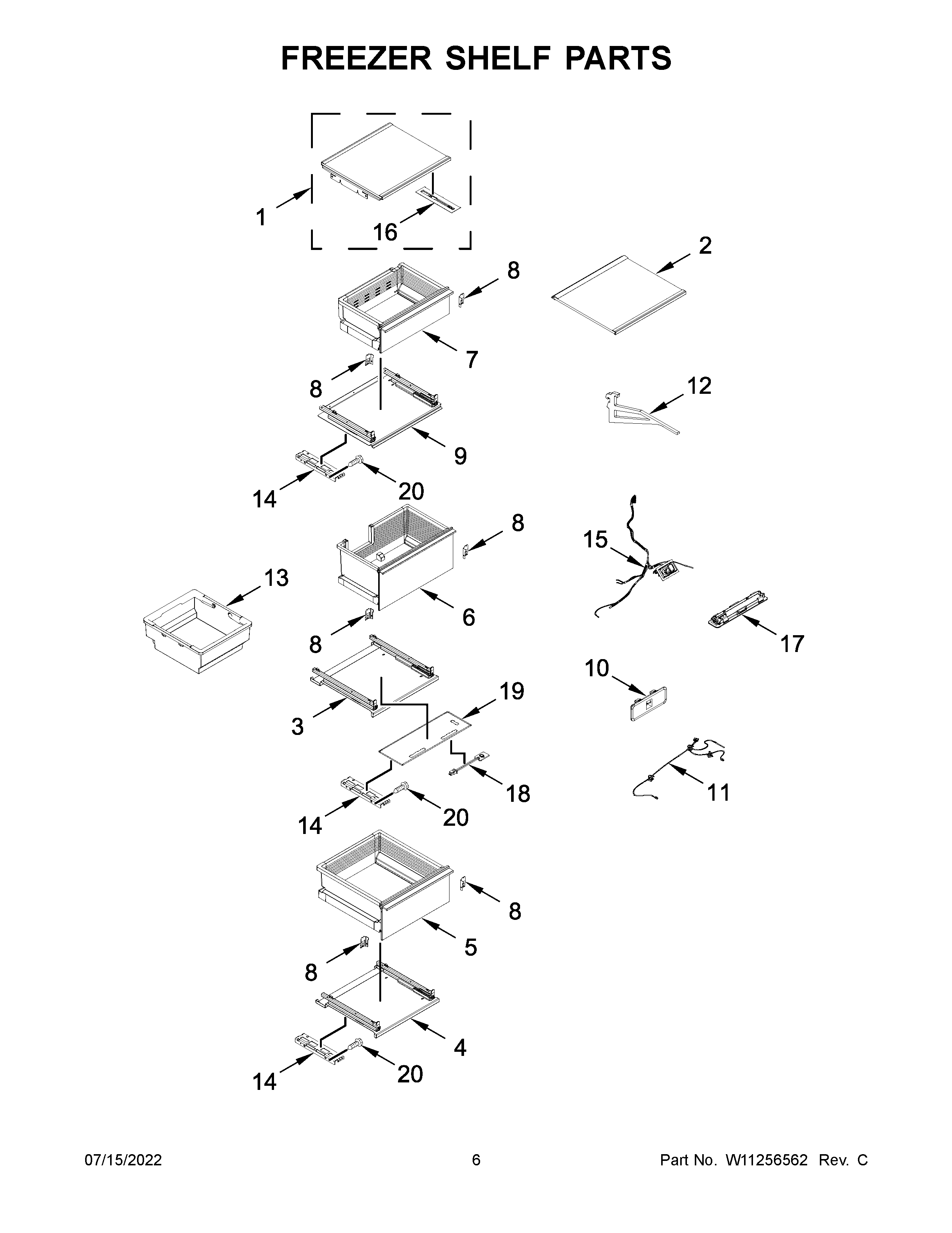Freezer shelf parts