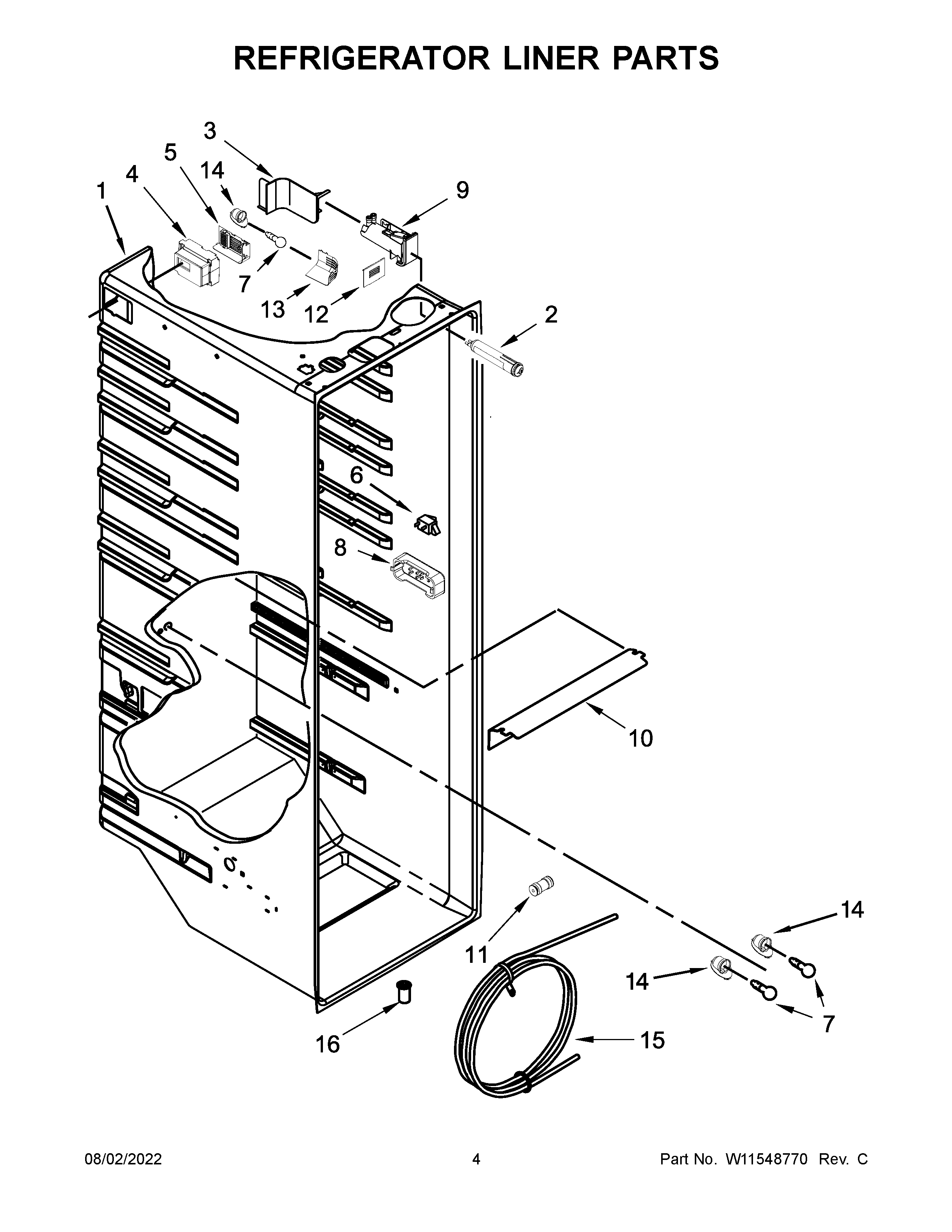 Refrigerator liner parts